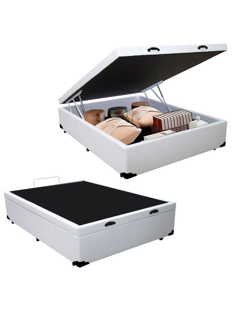 Cama Box Baú Casal Sintético Cama Branco 138x188x45cm