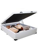 Cama Box Baú Casal Sintético Cama Branco 138x188x45cm