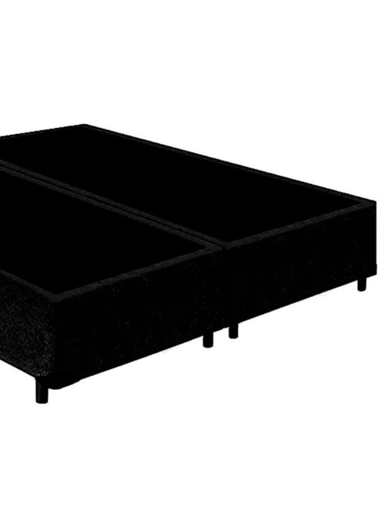 Cama Box King Bipartido Suede Cama Preto 192x203x42cm