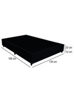 Cama Box Casal Suede Cama Preto 138x188x42cm