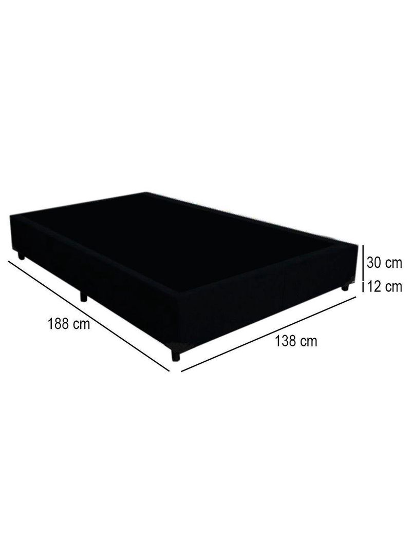 Cama Box Casal Suede Cama Preto 138x188x42cm