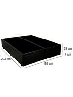 Cama Box Baú King Bipartido Sintético Cama Preto 192x203x45cm