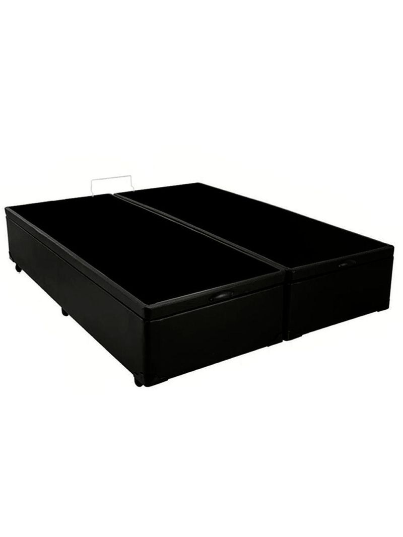 Cama Box Baú King Bipartido Sintético Cama Preto 192x203x45cm