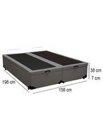 Cama Box Baú Queen Bipartido Sintético Cama Cinza 158x198x45cm