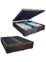 Cama Box Baú Casal Bipartido Suede Cama Marrom 138x188x45cm