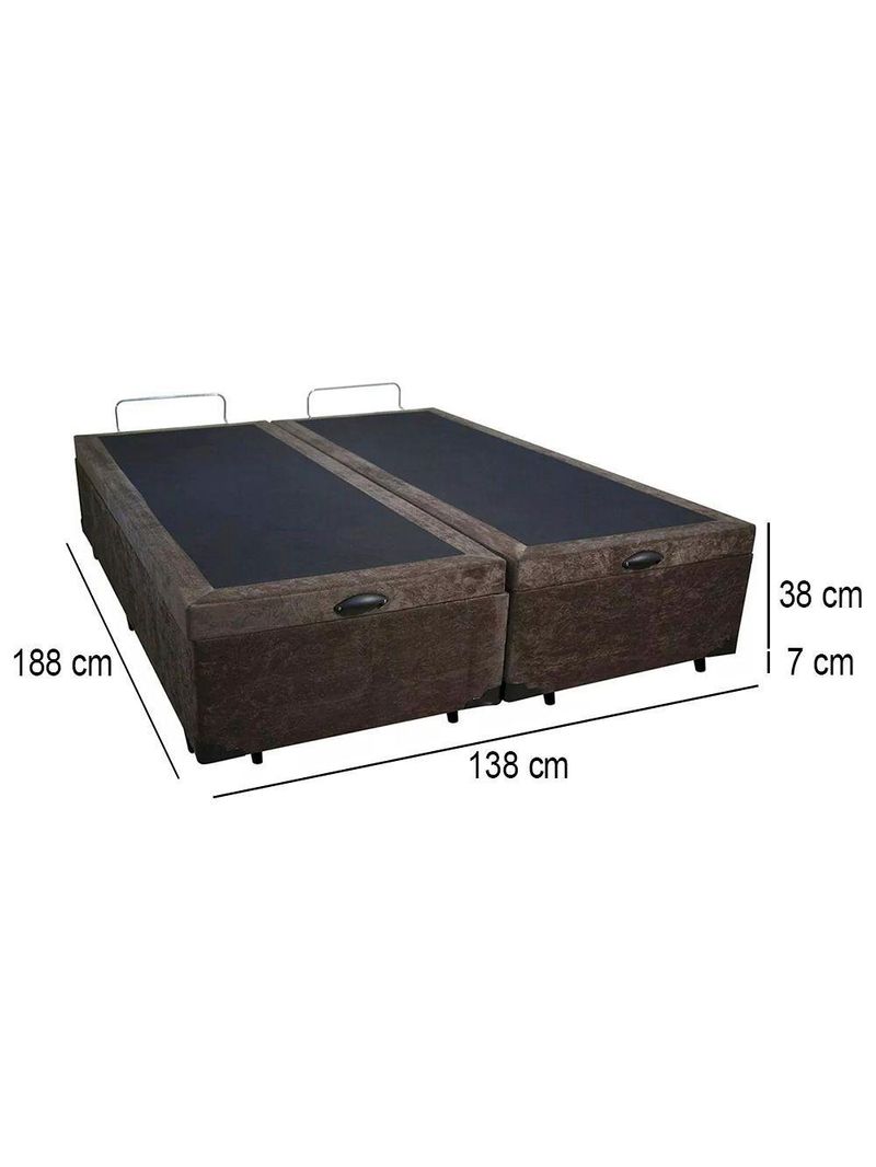 Cama Box Baú Casal Bipartido Suede Cama Marrom 138x188x45cm