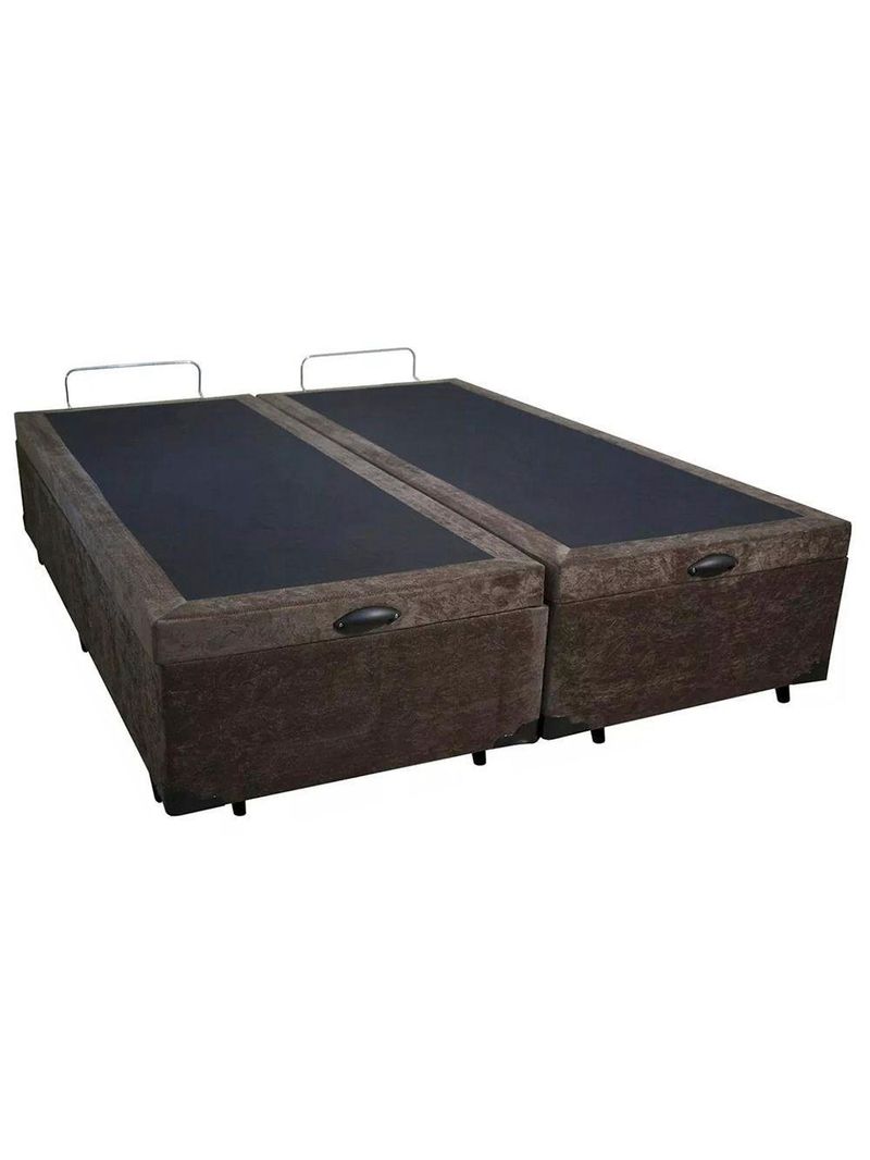Cama Box Baú Casal Bipartido Suede Cama Marrom 138x188x45cm