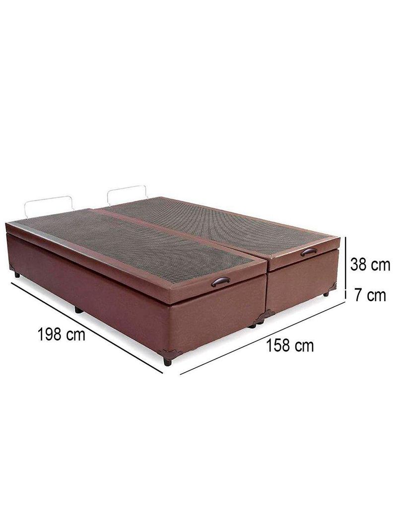 Cama Box Baú Queen Bipartido Sintético Cama Marrom 158x198x45cm