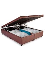 Cama Box Baú Queen Bipartido Sintético Cama Marrom 158x198x45cm