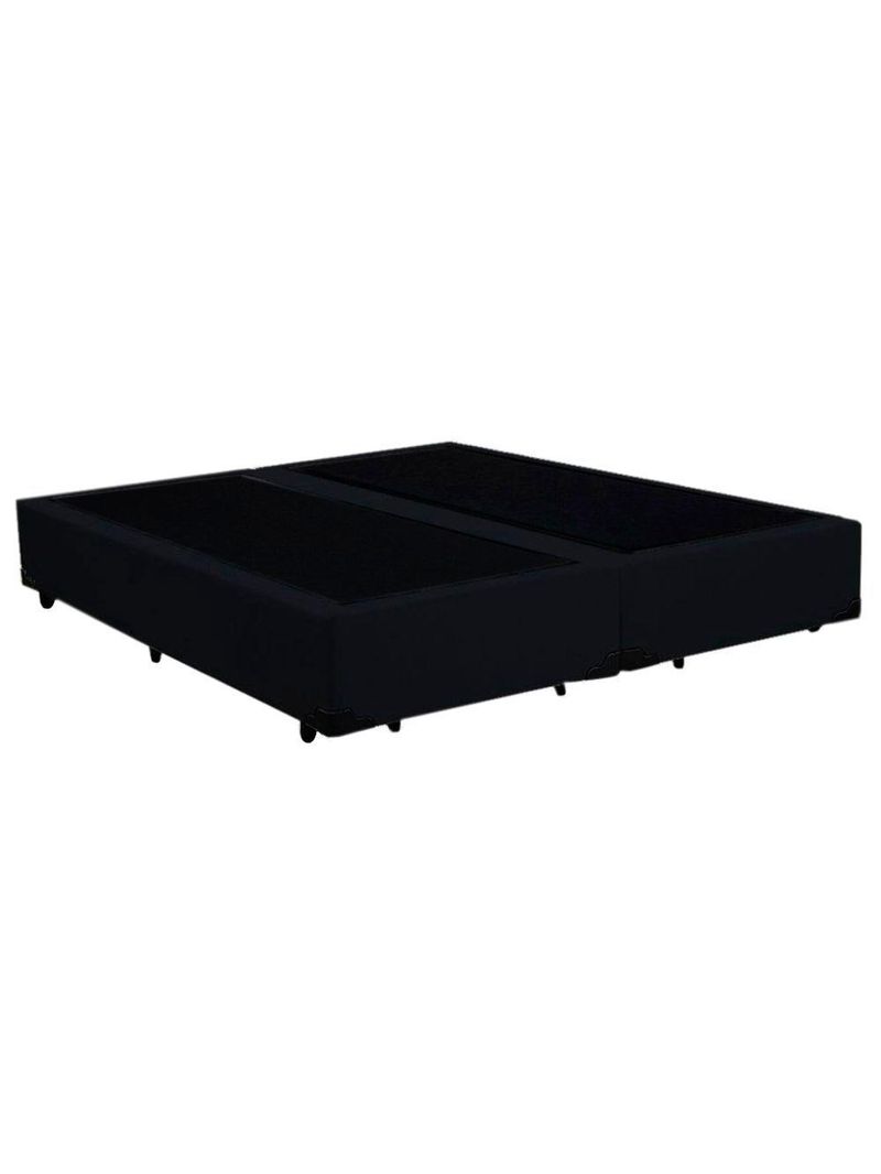 Cama Box Casal Bipartido Suede Cama Preto 138x188x42cm