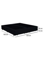 Cama Box Casal Bipartido Suede Cama Preto 138x188x42cm