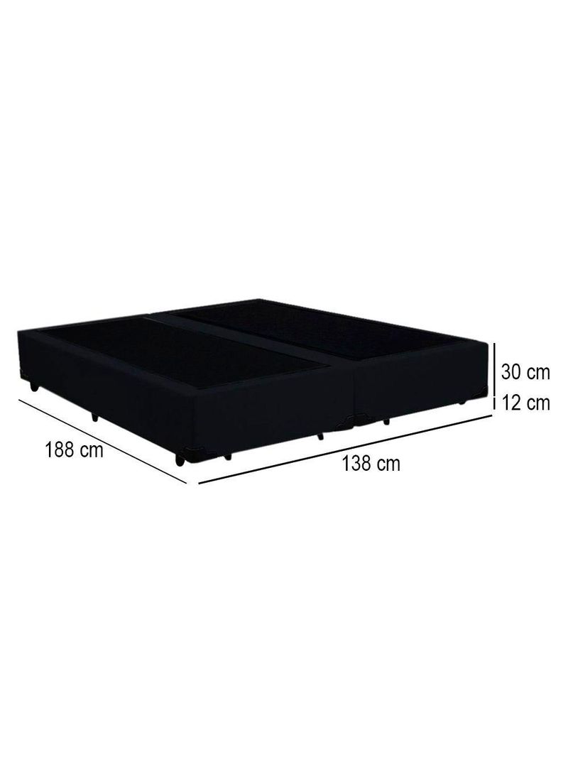 Cama Box Casal Bipartido Suede Cama Preto 138x188x42cm