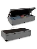 Cama Box Baú Solteiro Sintético Cama Cinza 88x188x45cm