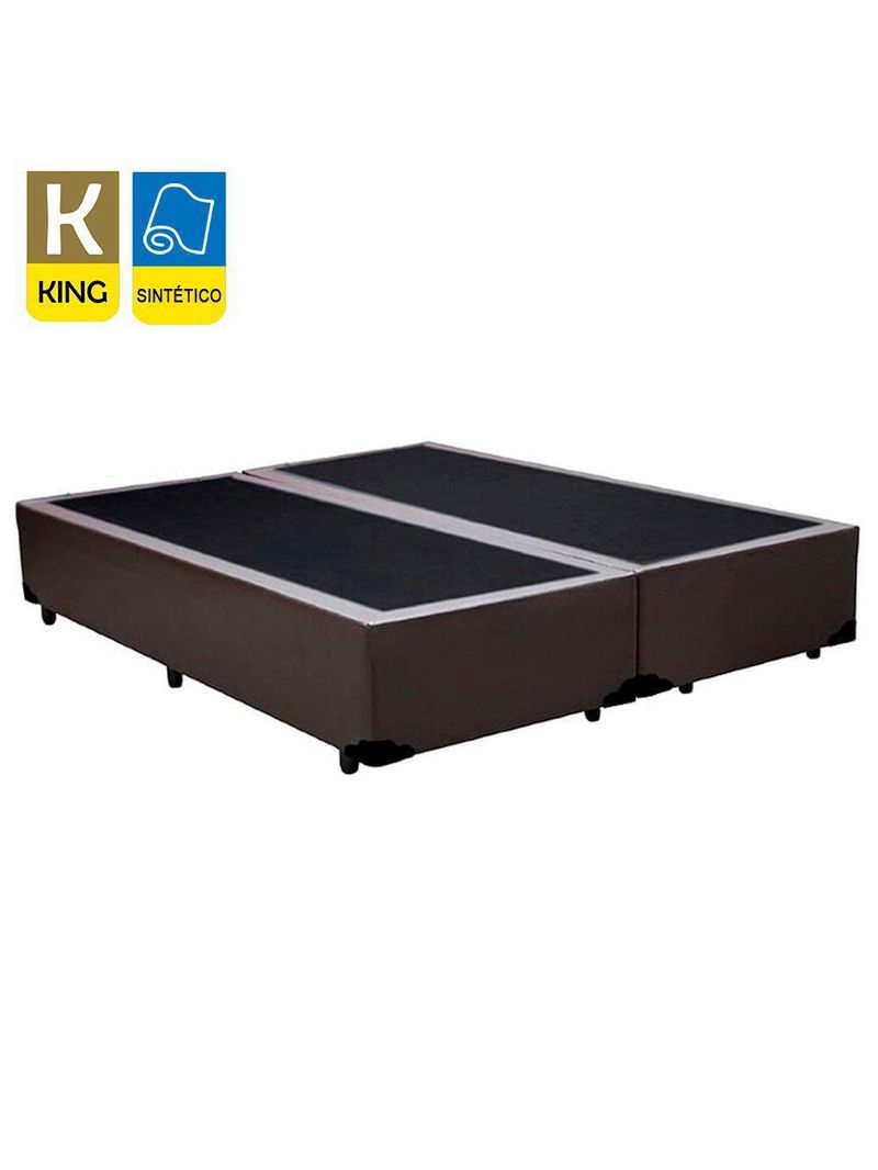 Cama Box King Bipartido Sintético Cama Marrom 192x203x42cm