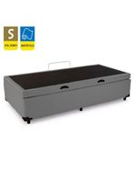 Cama Box Baú Solteiro Sintético Cama Cinza 88x188x45cm