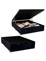 Cama Box Baú Casal Suede Cama 138x188x45cm Preto