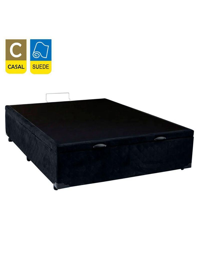 Cama Box Baú Casal Suede Cama 138x188x45cm Preto