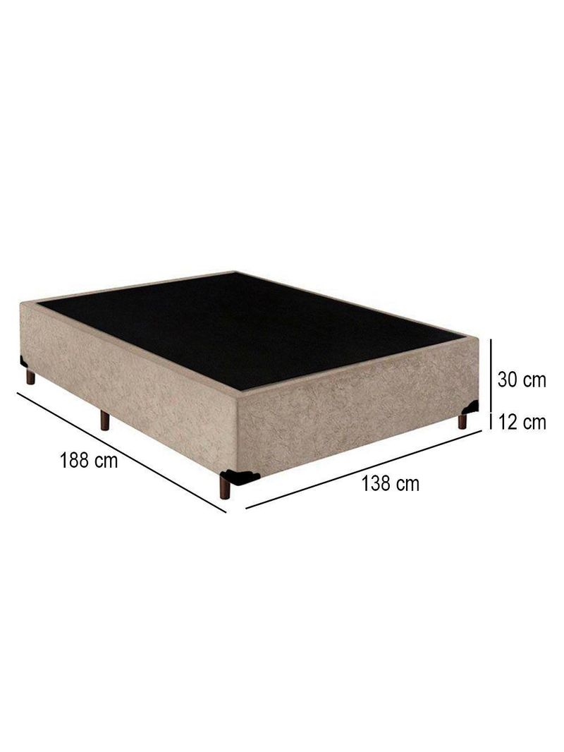 Cama Box Casal Suede Cama Bege 138x188x42cm