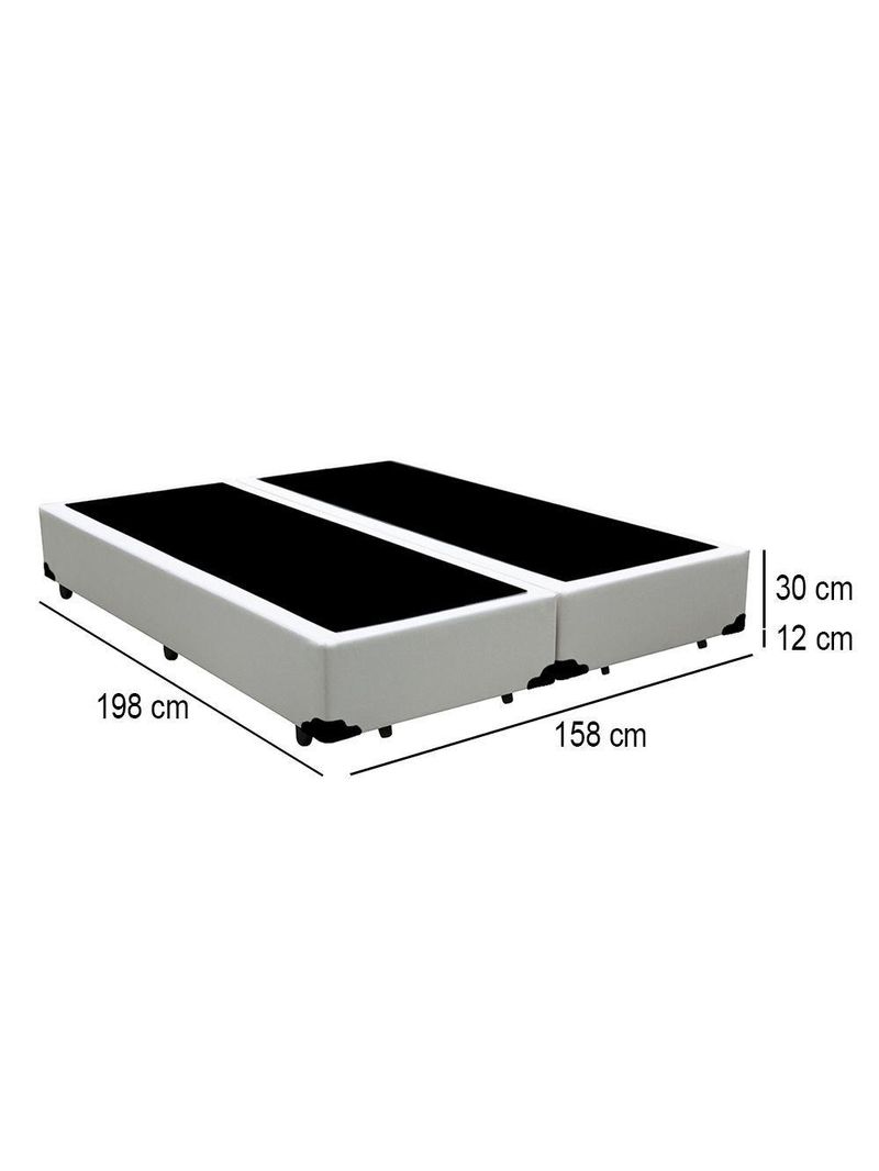 Cama Box Queen Bipartido Sintético Cama Branco 158x198x42cm