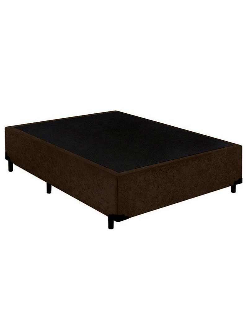 Cama Box Casal Suede Cama Marrom 138x188x42cm