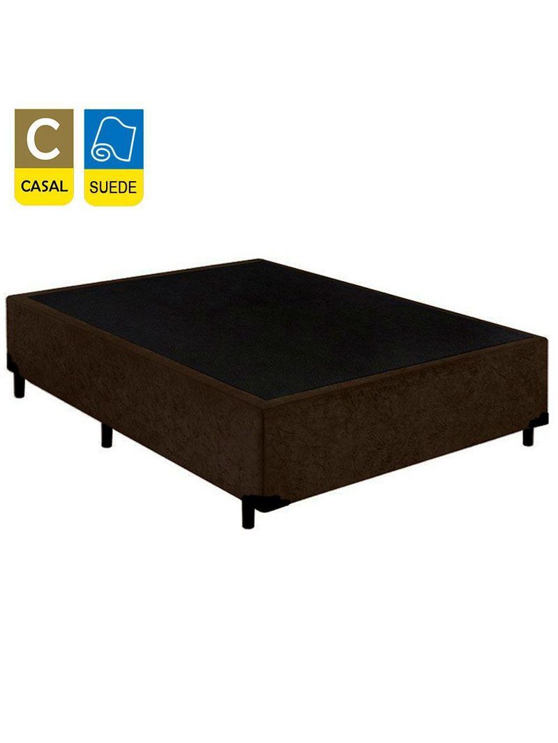 Cama Box Casal Suede Cama Marrom 138x188x42cm