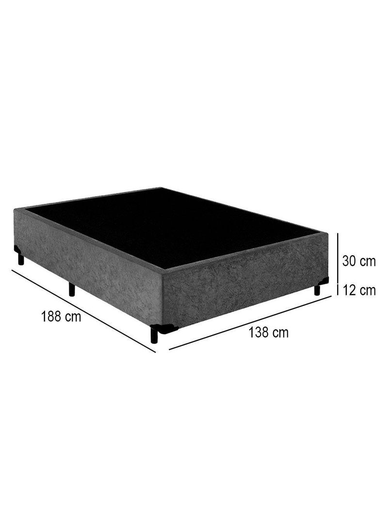 Cama Box Casal Suede Cama Cinza 138x188x42cm