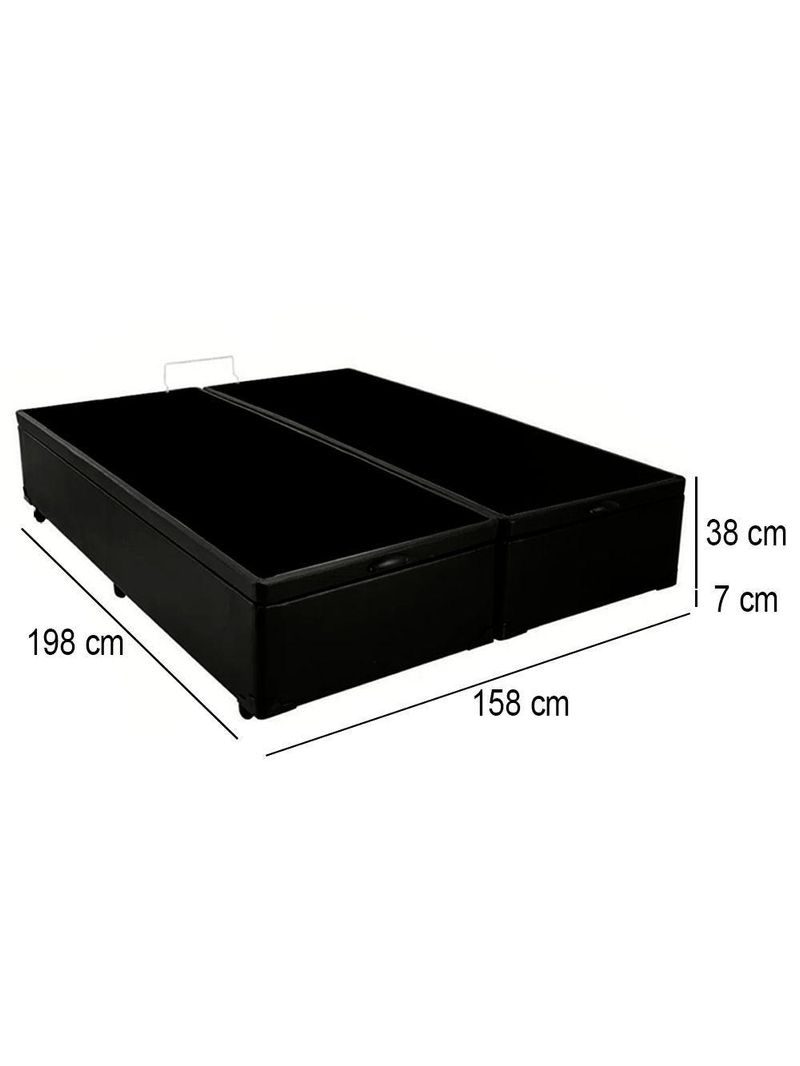 Cama Box Baú Queen Bipartido Sintético Cama Preto 158x198x45cm