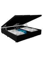 Cama Box Baú Queen Bipartido Sintético Cama Preto 158x198x45cm