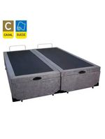 Cama Box Baú Casal Bipartido Suede Cama Cinza 138x188x45cm
