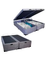 Cama Box Baú Casal Bipartido Suede Cama Cinza 138x188x45cm