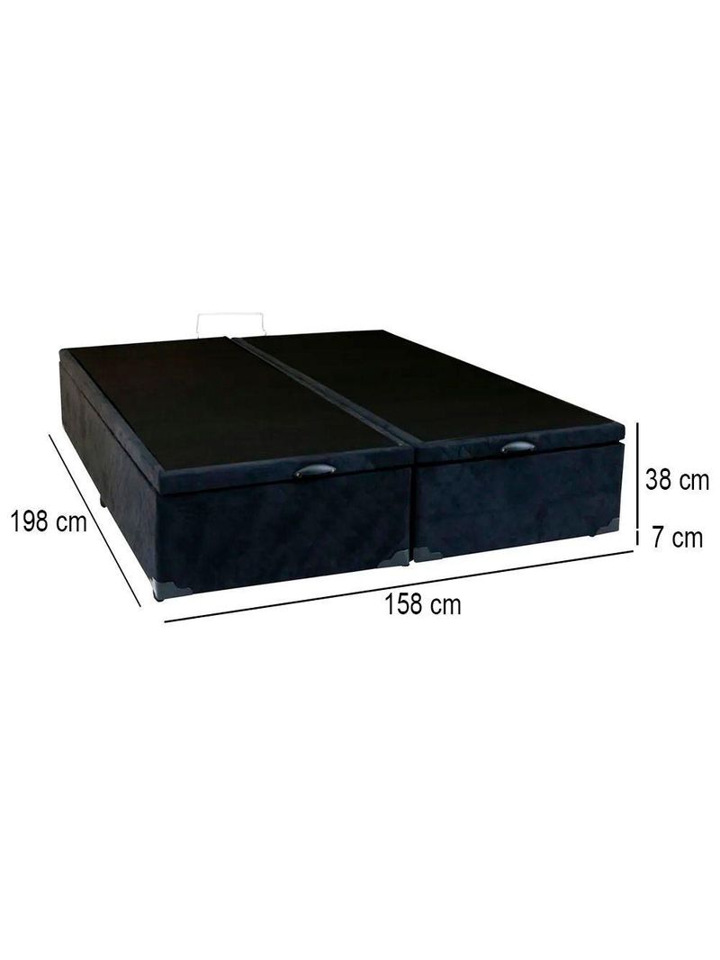 Cama Box Baú Queen Bipartido Suede Cama Preto 158x198x45cm