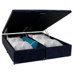 Cama Box Baú Queen Bipartido Suede Cama Preto 158x198x45cm