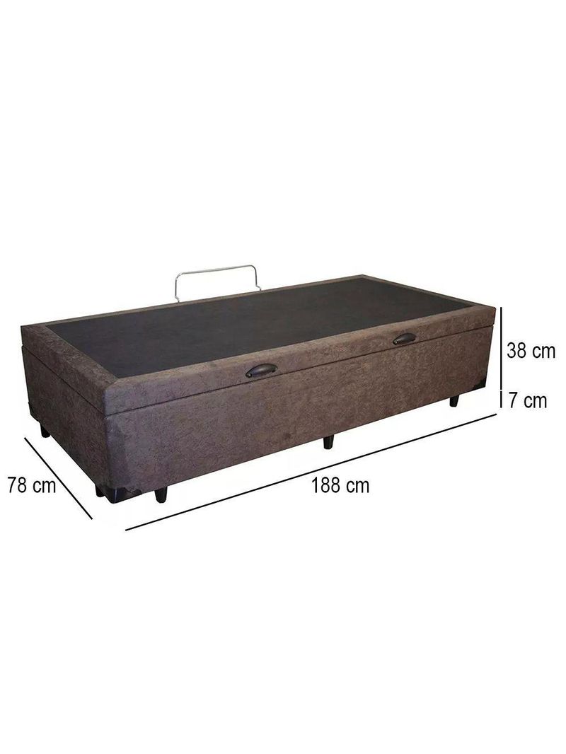 Cama Box Baú Solteiro Suede Cama Marrom 88x188x45cm