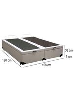Cama Box Baú Queen Bipartido Sintético Cama Branco 158x198x45cm
