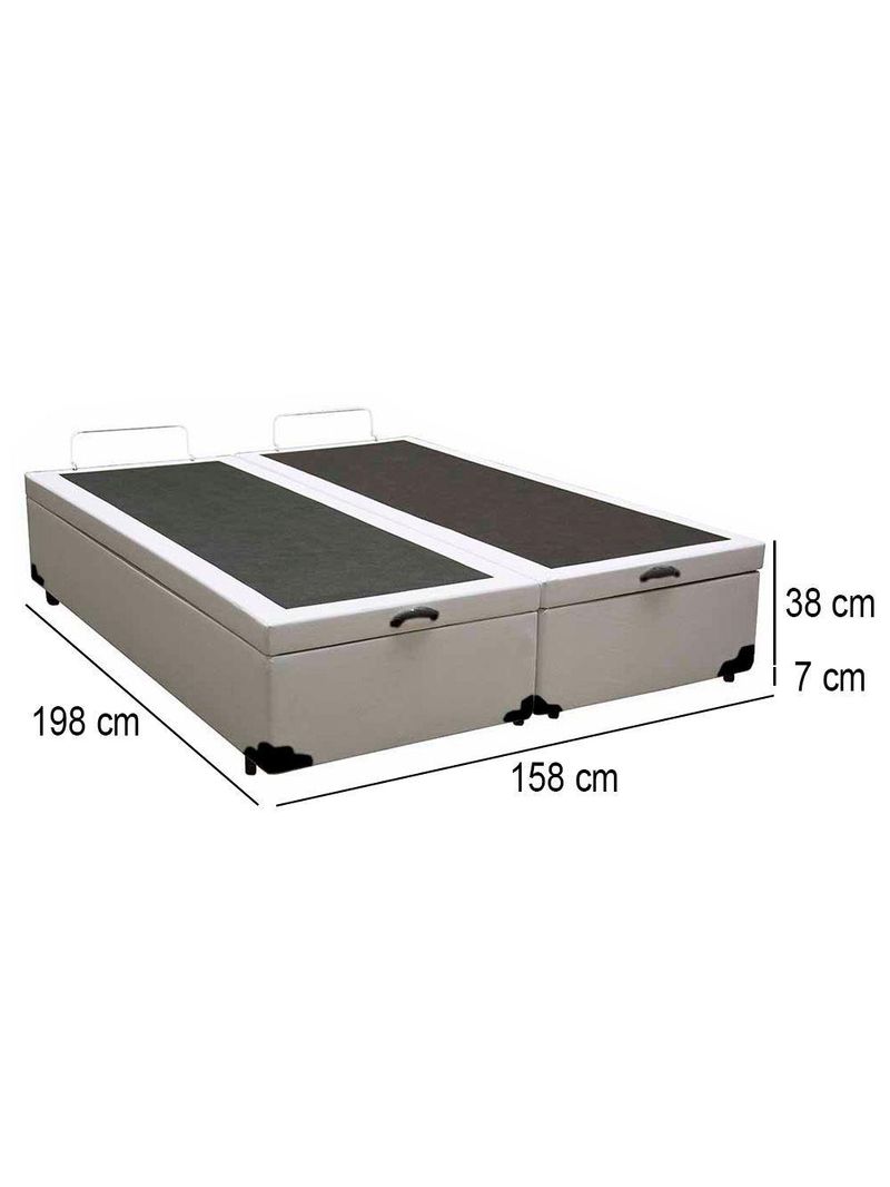 Cama Box Baú Queen Bipartido Sintético Cama Branco 158x198x45cm