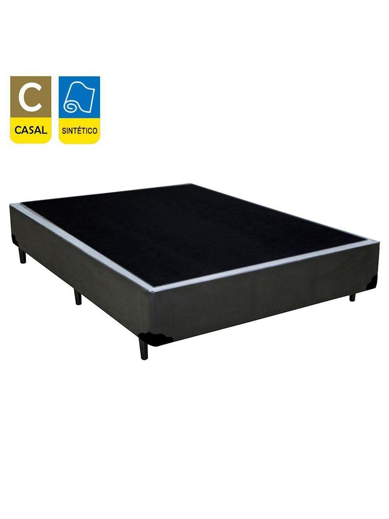 Cama Box Casal Sintético Cama Cinza 138x188x42cm