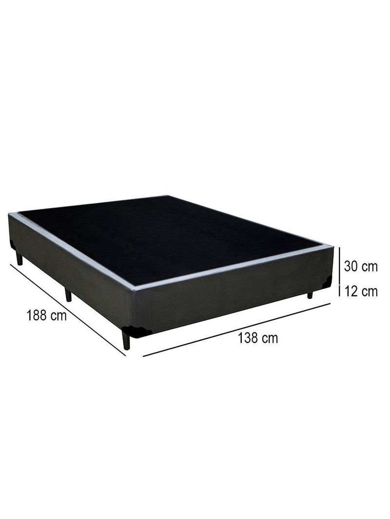 Cama Box Casal Sintético Cama Cinza 138x188x42cm