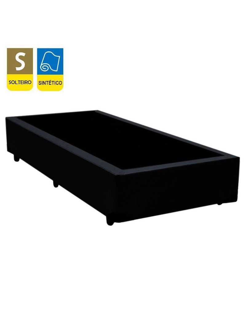 Cama Box Solteiro Sintético Cama Preto 88x188x42cm