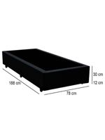 Cama Box Solteiro Sintético Cama Preto 88x188x42cm