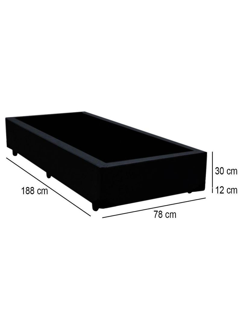 Cama Box Solteiro Sintético Cama Preto 88x188x42cm