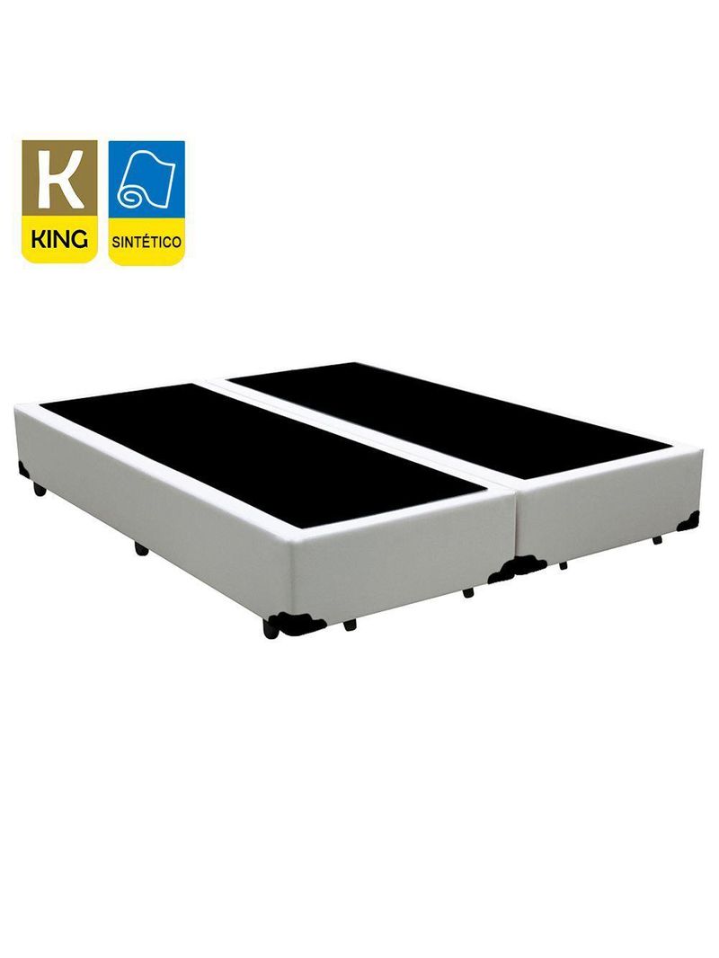 Cama Box King Bipartido Sintético Cama Branco 192x203x42cm