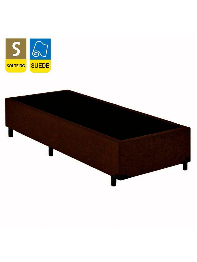 Cama Box Solteiro Suede Cama Marrom 88x188x42cm