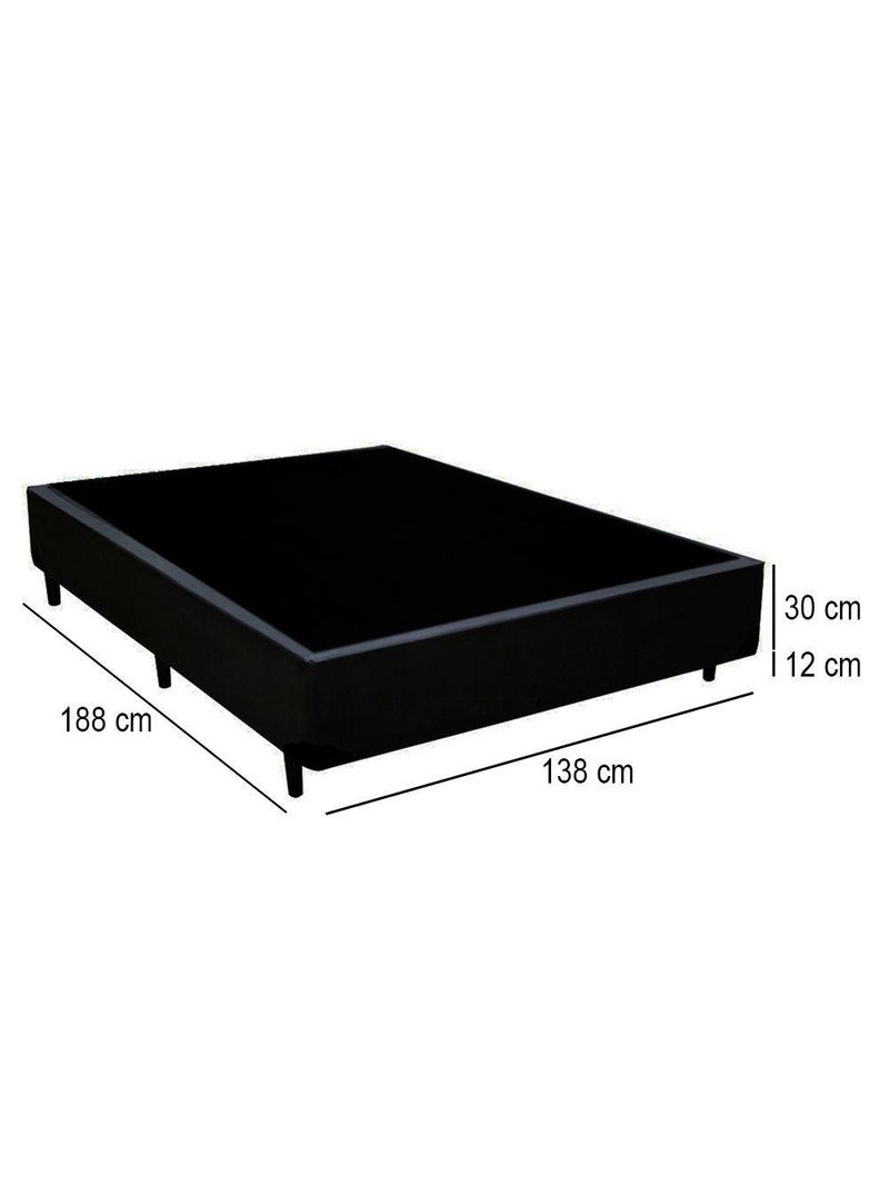 Cama Box Casal Sintético Cama Preto 138x188x42cm