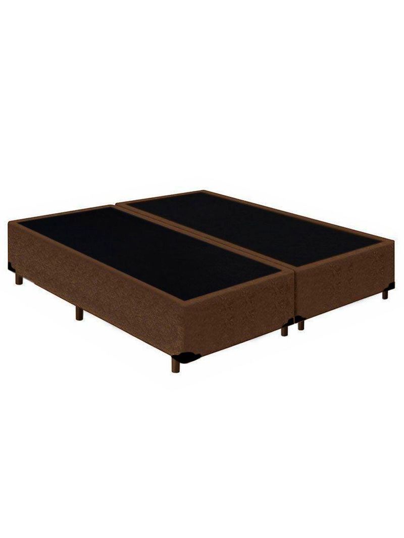 Cama Box King Bipartido Suede Cama Marrom 192x203x42cm