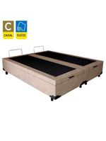Cama Box Baú Casal Bipartido Suede Cama Bege 138x188x45cm