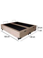 Cama Box Baú Casal Bipartido Suede Cama Bege 138x188x45cm