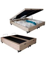 Cama Box Baú Casal Bipartido Suede Cama Bege 138x188x45cm