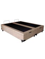 Cama Box Baú Casal Bipartido Suede Cama Bege 138x188x45cm
