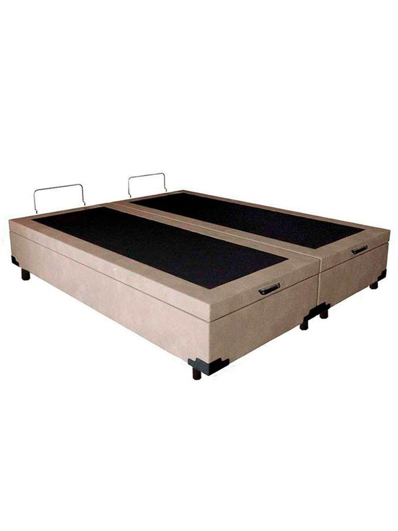 Cama Box Baú Casal Bipartido Suede Cama Bege 138x188x45cm