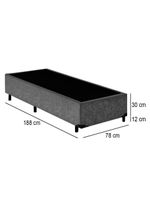 Cama Box Solteiro Suede Cama Cinza 88x188x42cm